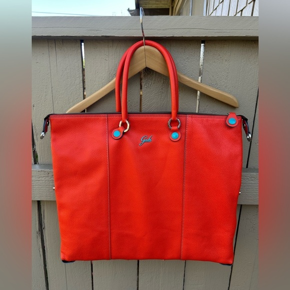 Gabs G3 Plus Size Large Convertible Shopping Tote Bad Orange Leather Like New - Picture 1 of 16